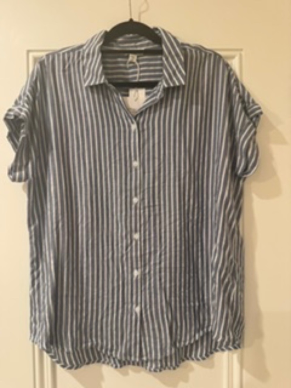 NWT! Beachlunchlounge blue/white striped button-down, Large, $58